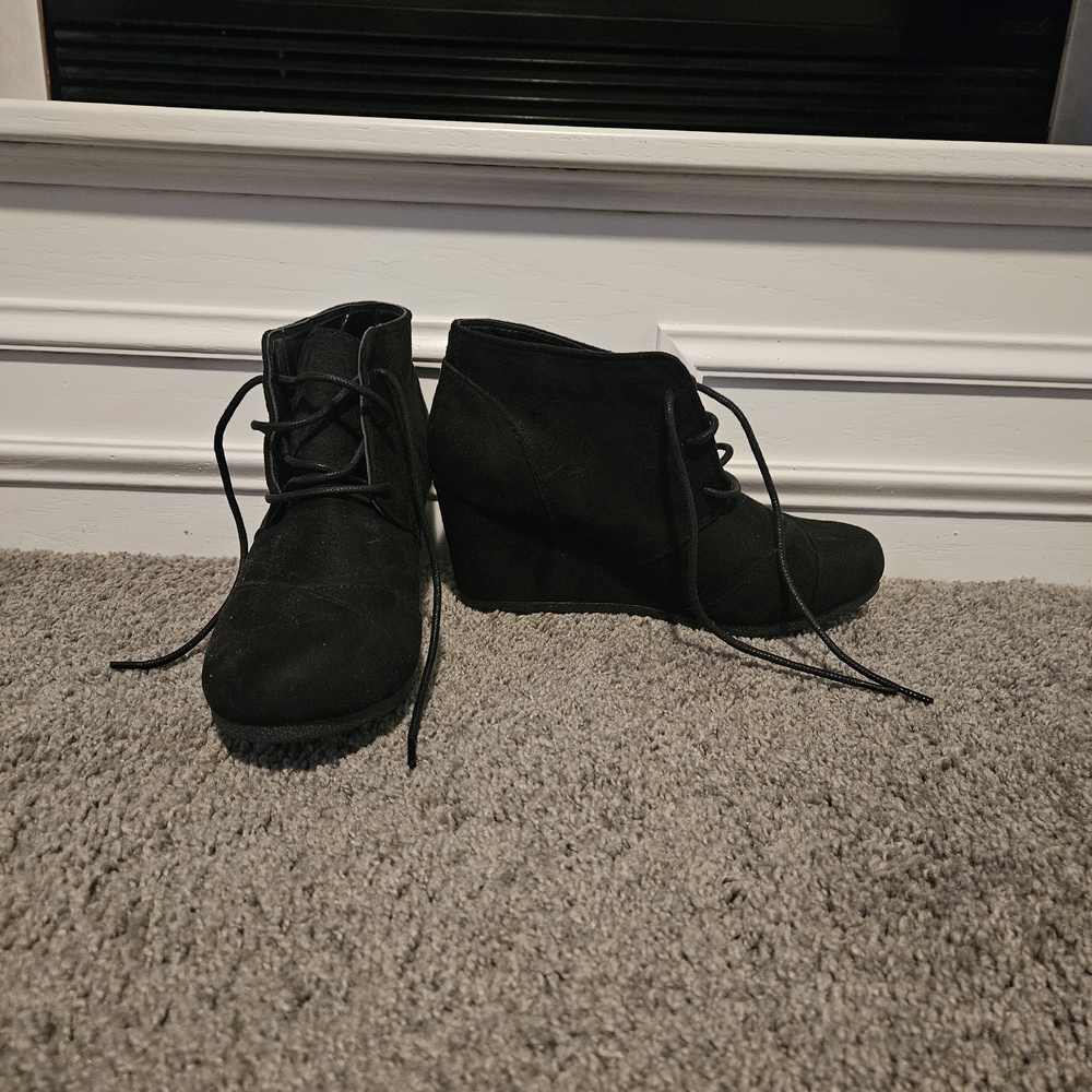 Black Wedge Ankle Boots